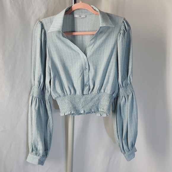 Fate Tops - Fate Blouse, Cropped, Balloon Sleeves, Gathered at Elbows, Women's S/M